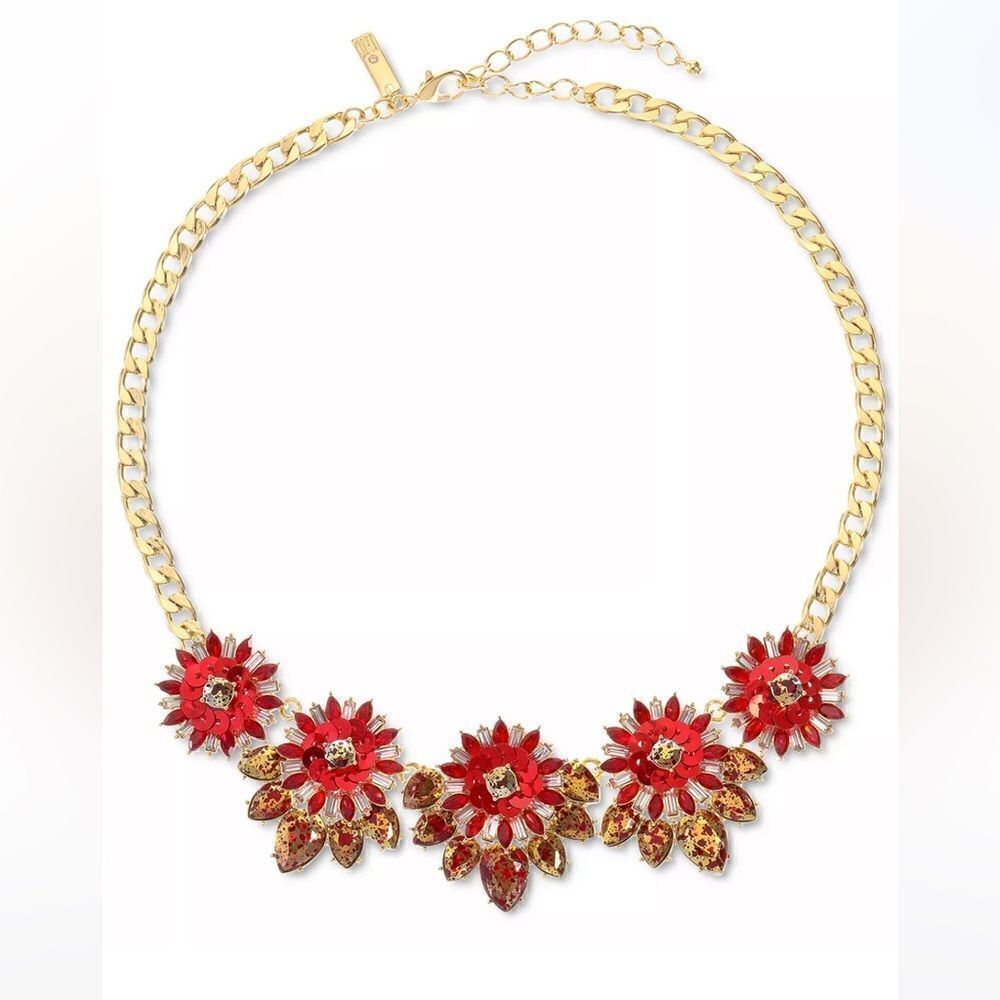 NWT INC INTERNATIONAL CONCEPTS
Gold-Tone Red Embellished Flower Necklace